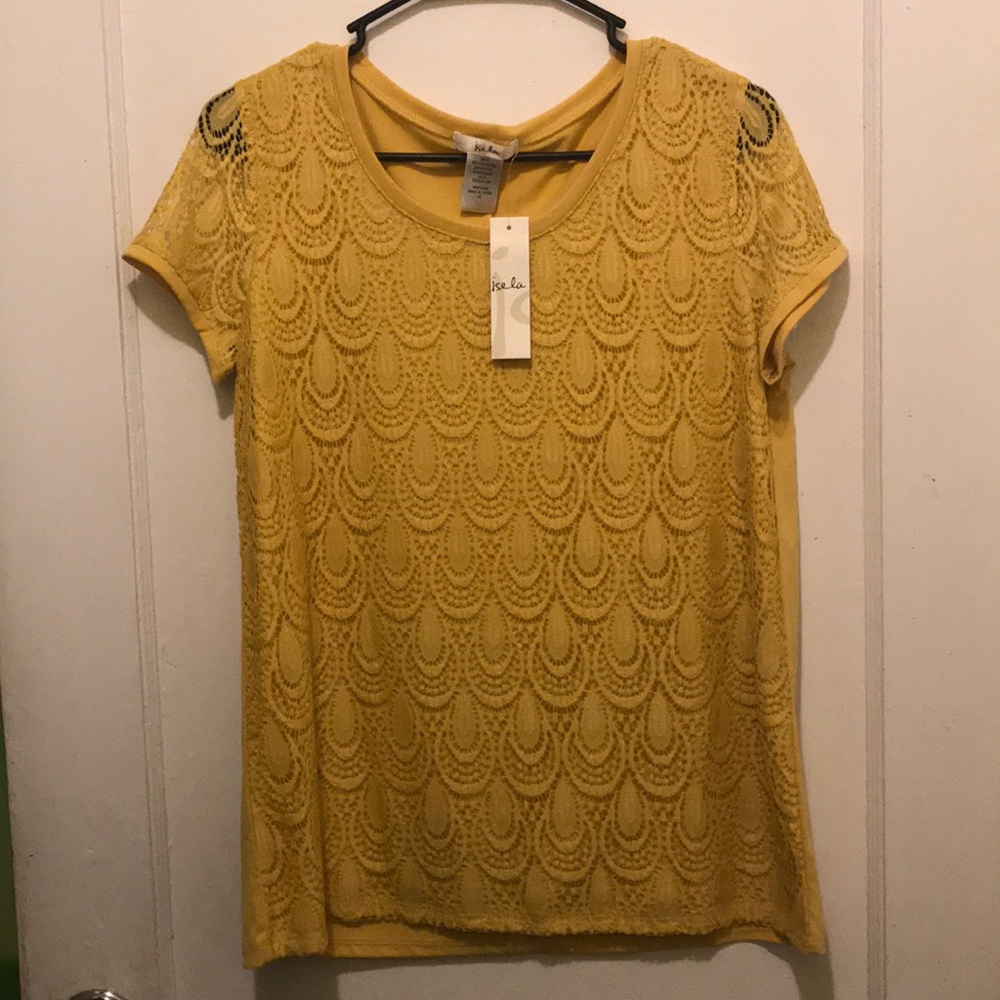 yellow lace type shirt